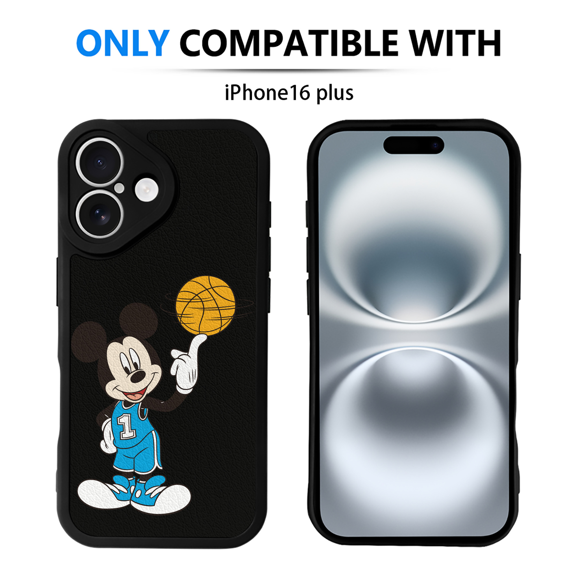 （画像用） ミッキーマウス Mickey Mouse 【iPhone 16シリーズ対応】シリコンスマホケース（レザー調） 材質：シリコン